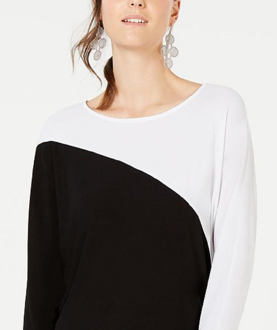 INC International Concepts Women's Long Sleeve Colorblocked Dolman Top Black Size X-Small