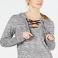 Ideology Women's Sweatshirt Lace up Hoodie Gray Size X-Small