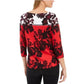 Charter Club Women's Pima Cotton Floral Top Black/Red Size Petite S
