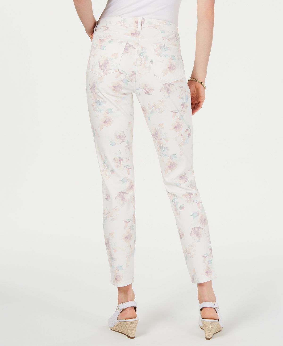 Style & Co Women's Floral Skinny Jeans White Size 6