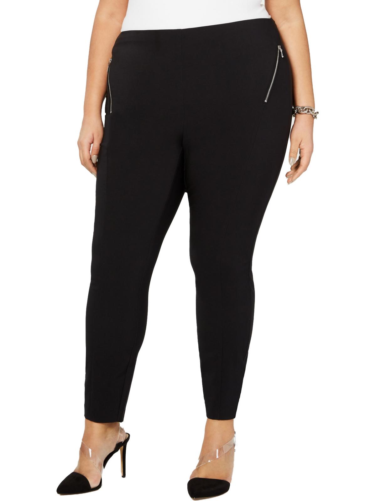 INC International Concepts Women's Ankle Solid Skinny Pants Black Size 20W