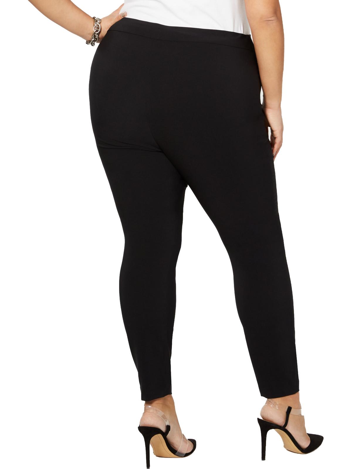 INC International Concepts Women's Ankle Solid Skinny Pants Black Size 20W