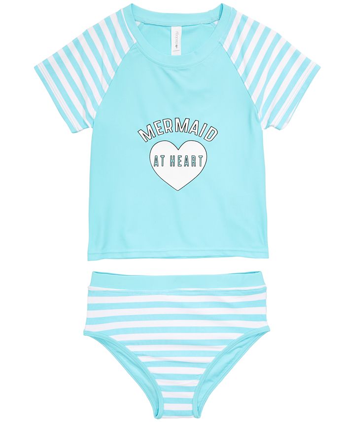 Ideology Toddler Girls 2 Pc Mermaid Rash Guard Swimsuit Blue Size 4T
