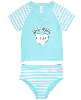 Ideology Toddler Girls 2 Pc Mermaid Rash Guard Swimsuit Blue Size 4T