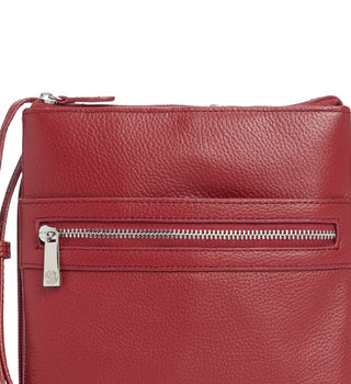 Giani Bernini Women's Triple Zip Pebble Leather Dasher Crossbody Red Size Regular