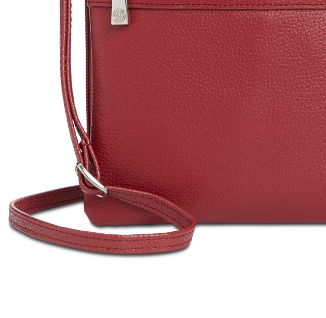 Giani Bernini Women's Triple Zip Pebble Leather Dasher Crossbody Red Size Regular