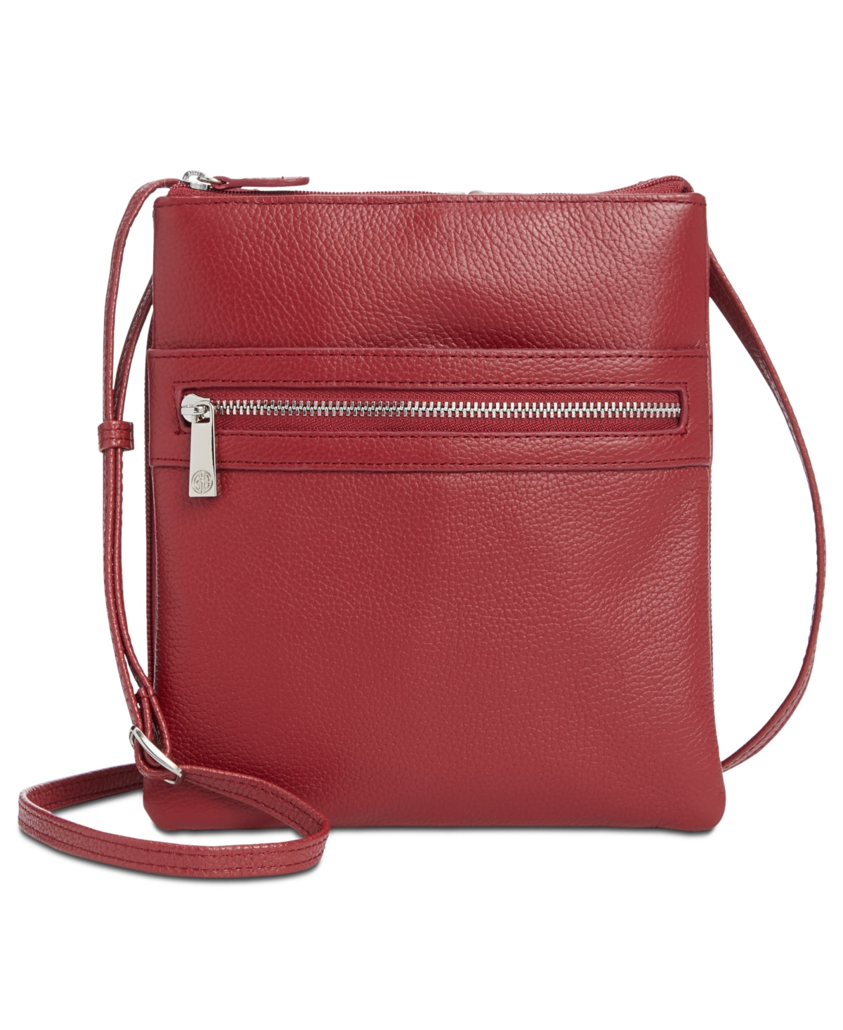 Giani Bernini Women's Triple Zip Pebble Leather Dasher Crossbody Red Size Regular