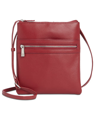 Giani Bernini Women's Triple Zip Pebble Leather Dasher Crossbody Red Size Regular