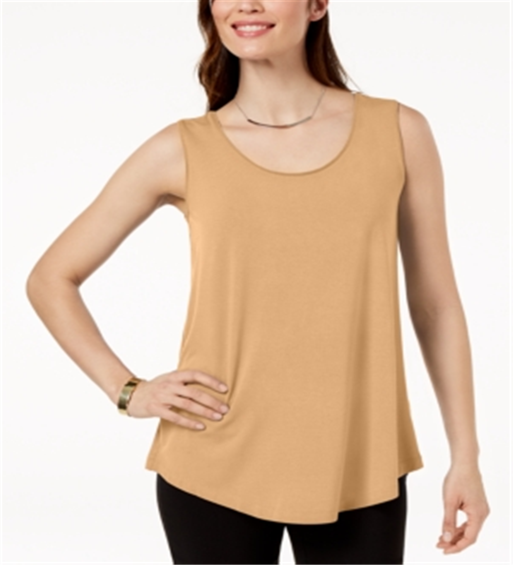JM Collection Women's Scoop Neck Tank Top Brown Size X-Large