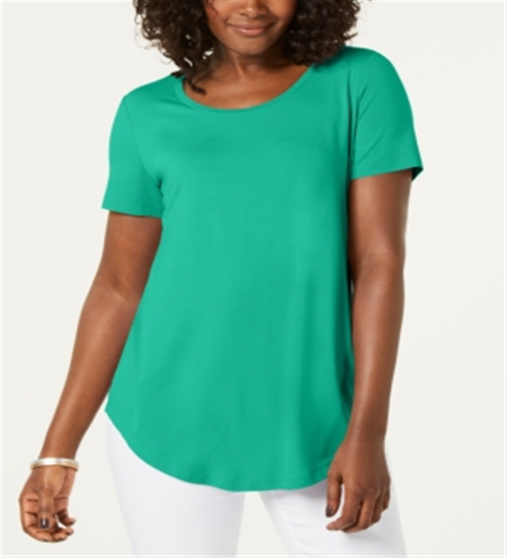 JM Collection Women's Scoop Neck Top Green Size X-Small
