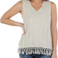 Style & Co Women's Cotton Tassel Sweater Vest Beige Size X-Large