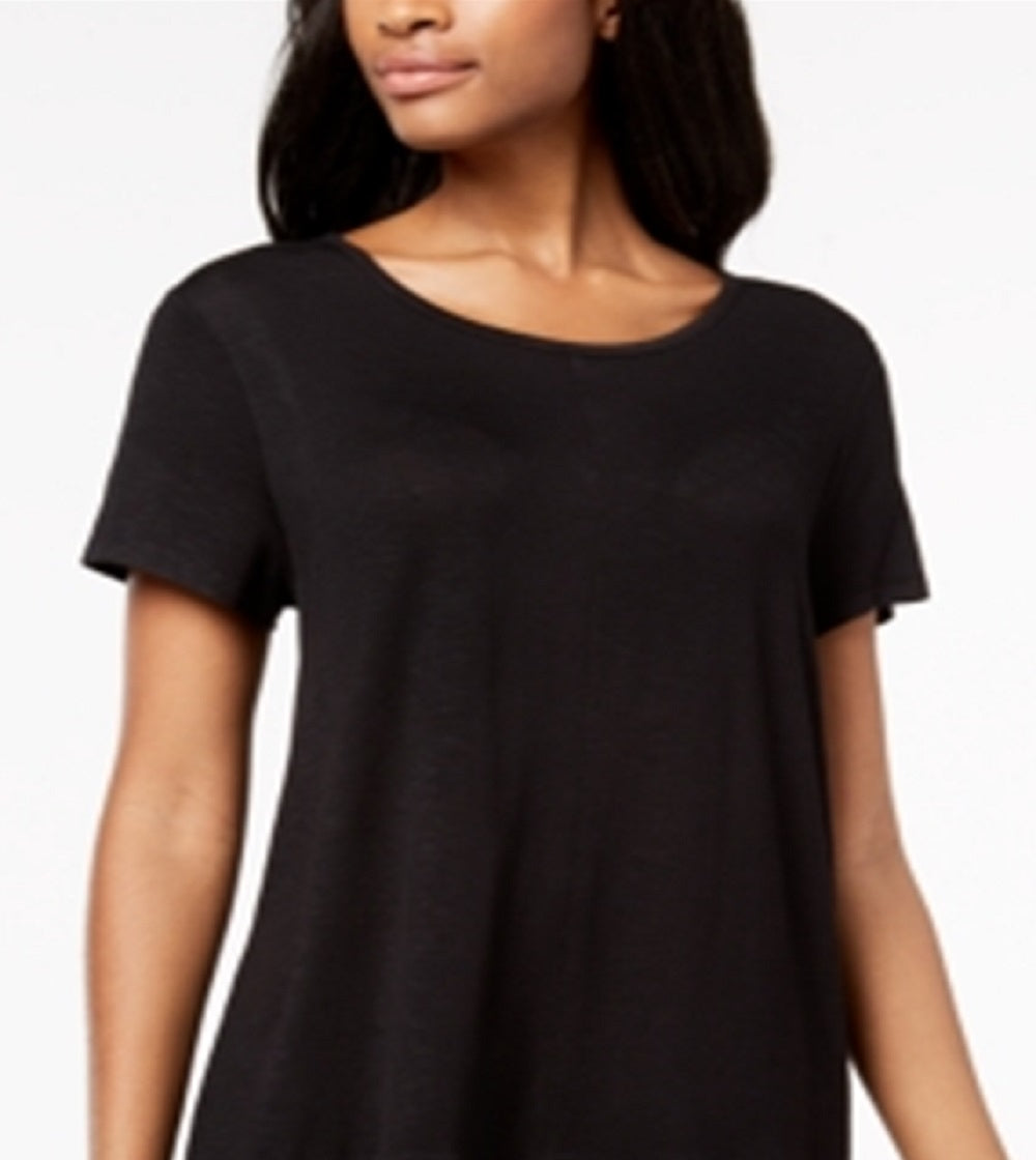 Style & Co Women's Ruffle Hem T-Shirt Black Size Medium