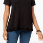 Style & Co Women's Ruffle Hem T-Shirt Black Size Medium