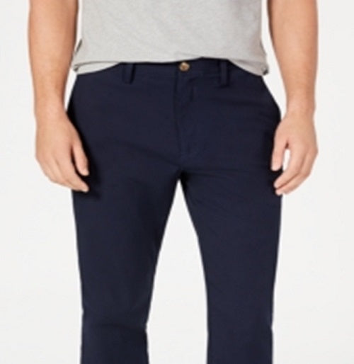 Club Room Men's Straight Leg Chino Stretch Pants Blue Size 36X34