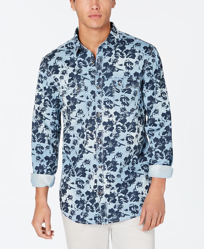 INC International Concepts Men's Peter Cotton Button Down Casual Shirt Blue Size XXX-Large
