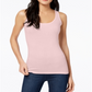 Maison Jules Women's Scoop Neck Cotton Blend Tank Top Pink Size XX-Large