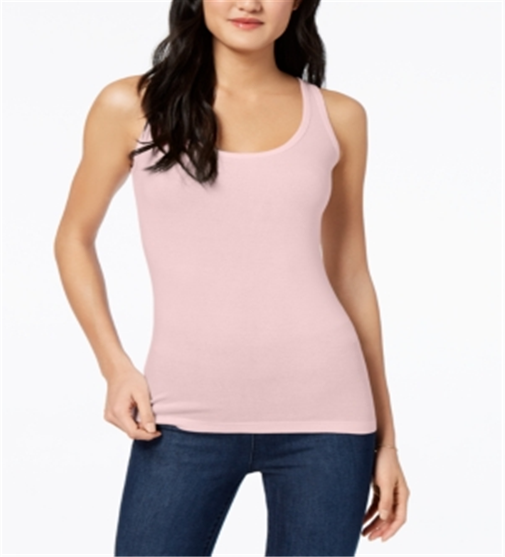 Maison Jules Women's Scoop Neck Cotton Blend Tank Top Pink Size XX-Large