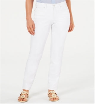 Charter Club Women's Tummy Slimming Straight Leg Jeans White  Size 14