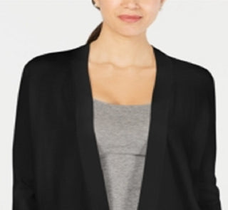 Charter Club Women's Open Front Cardigan Black Size Petite Small