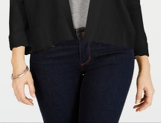 Charter Club Women's Open Front Cardigan Black Size Petite Small