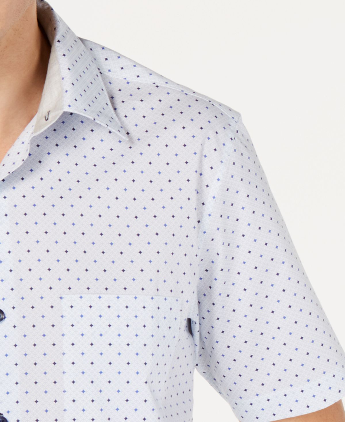 Tasso Elba Men's Stretch Mini Dobby Foulard Shirt Blue Size XX-Large