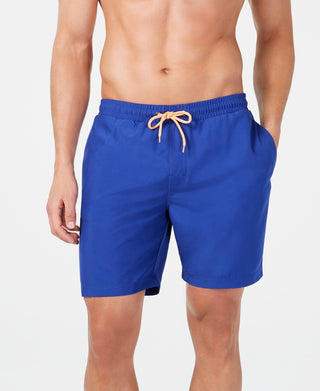 Club Room Men's Quick Dry Performance Solid 7 Swim Trunks Blue