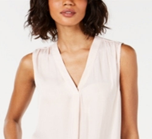 Alfani Women's Pleated Sleeveless V Neck Tank Top Pink Size Medium