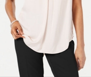 Alfani Women's Pleated Sleeveless V Neck Tank Top Pink Size Medium