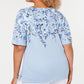 Karen Scott Women's Plus Floral Boatneck T-Shirt Blue Size 0X