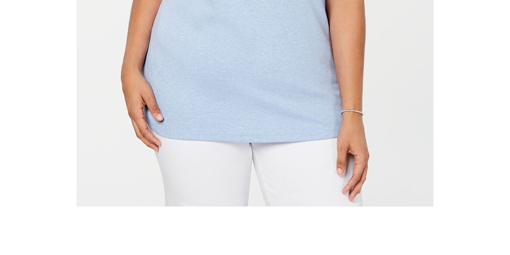 Karen Scott Women's Plus Floral Boatneck T-Shirt Blue Size 0X