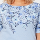 Karen Scott Women's Plus Floral Boatneck T-Shirt Blue Size 0X