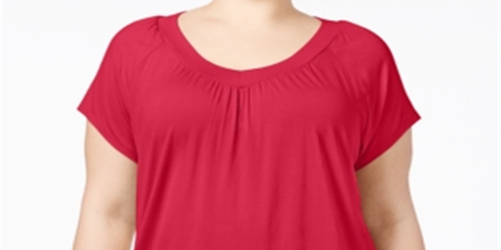 JM Collection Womens Solid Pullover Blouse Pink Size 1X