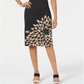 Alfani Women's Stretch Zippered Slitted Scuba Lined Floral Knee Length Wear To Work Pencil Skirt Black Size Small