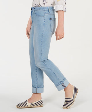 Charter Club Women's Tummy Control Cuffed Jeans Dark Blue Size 16