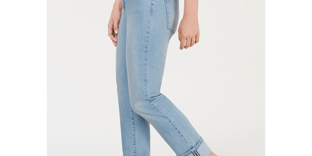 Charter Club Women's Tummy Control Cuffed Jeans Dark Blue Size 16