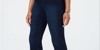 Charter Club Women's Tummy Control Cuffed Jeans Dark Blue Size 16