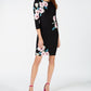 INC International Concepts Women's Long Sleeve Floral Sheath Dress Black Size Petite
