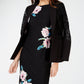 INC International Concepts Women's Long Sleeve Floral Sheath Dress Black Size Petite