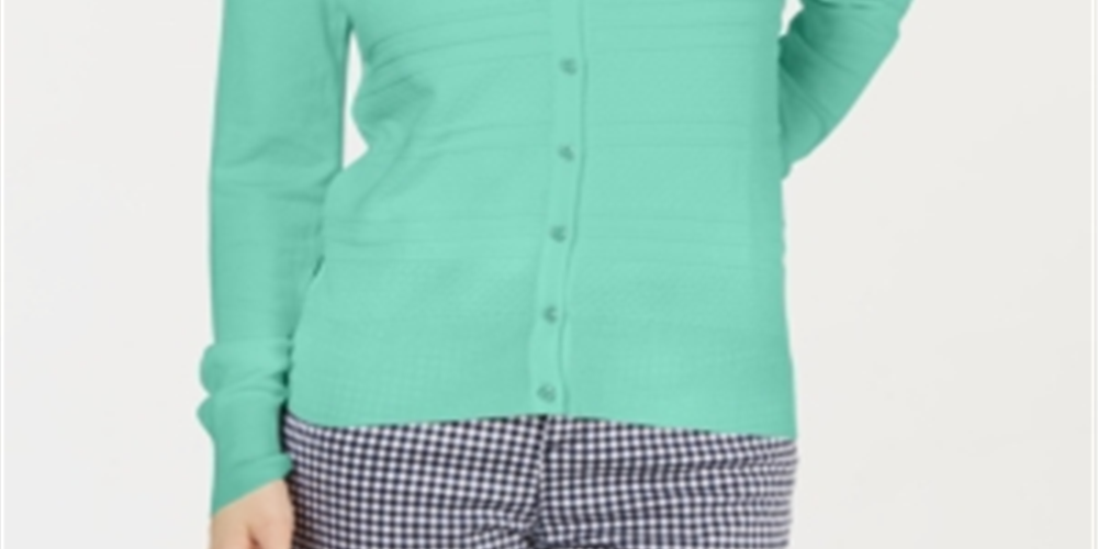 Charter Club Women's Textured Cardigan Blue Size Small