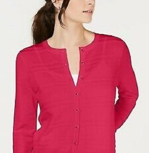 Charter Club Women's Textured Cardigan Pink Size Large