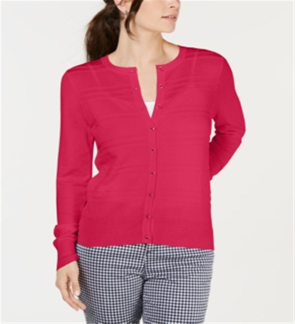 Charter Club Women's Textured Cardigan Pink Size X-Large