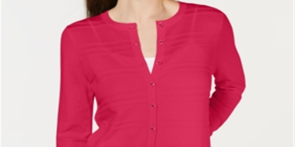Charter Club Women's Textured Cardigan Pink Size X-Large