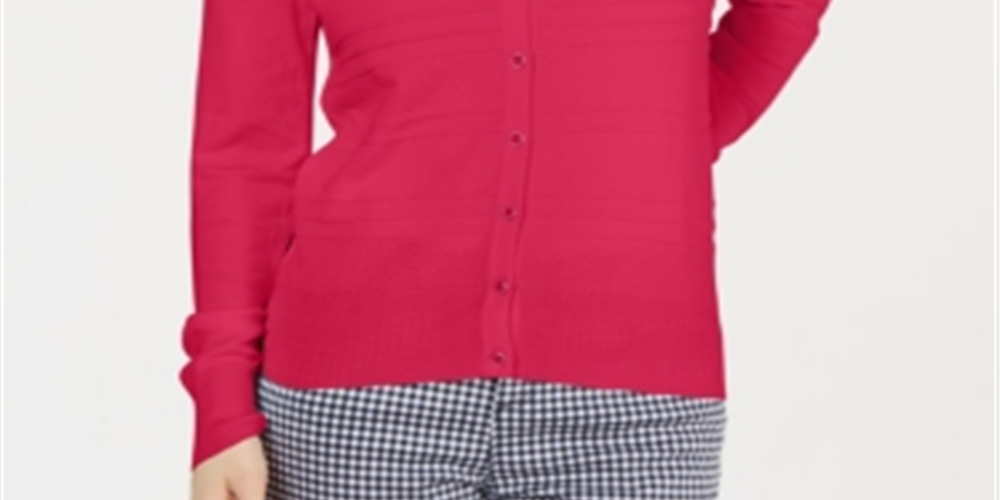 Charter Club Women's Textured Cardigan Pink Size X-Large