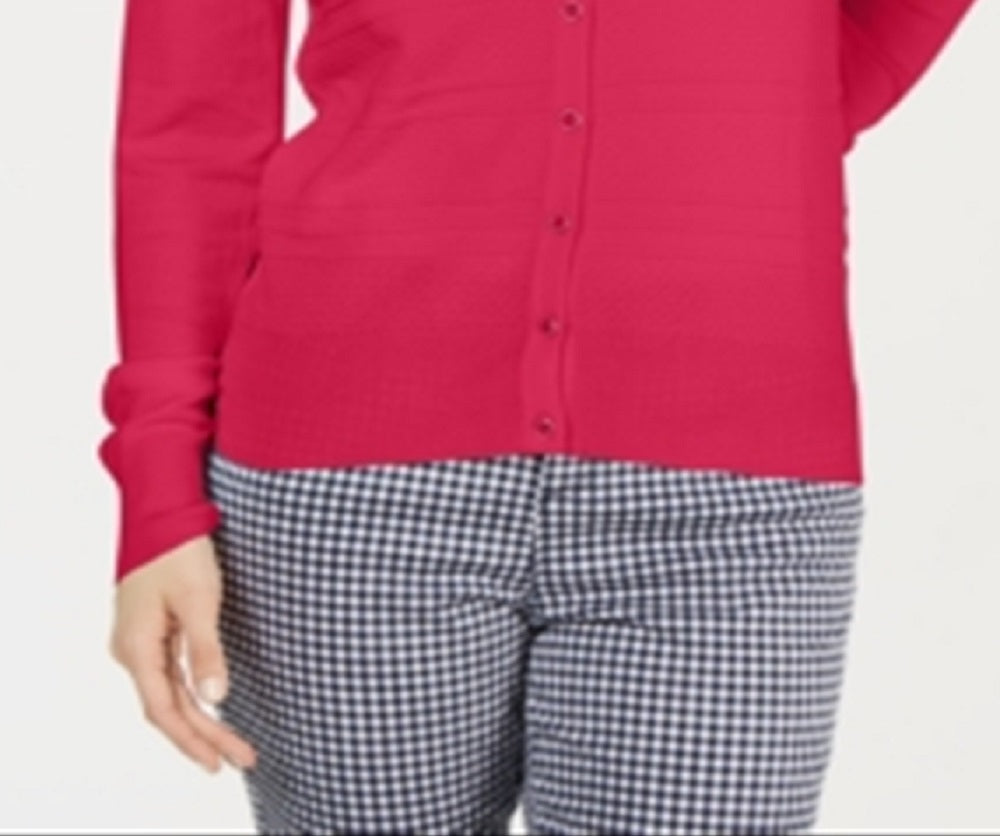 Charter Club Women's Textured Cardigan Pink Size XX-Large
