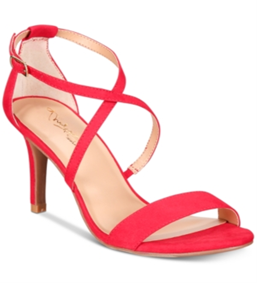 Thalia Sodi Women's Darria2 Fabric Open Toe Formal T-Strap Sandals Red Size 8.5 M