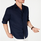 Tasso Elba Men's Long Sleeve Linen Shirt Blue Size X-Large