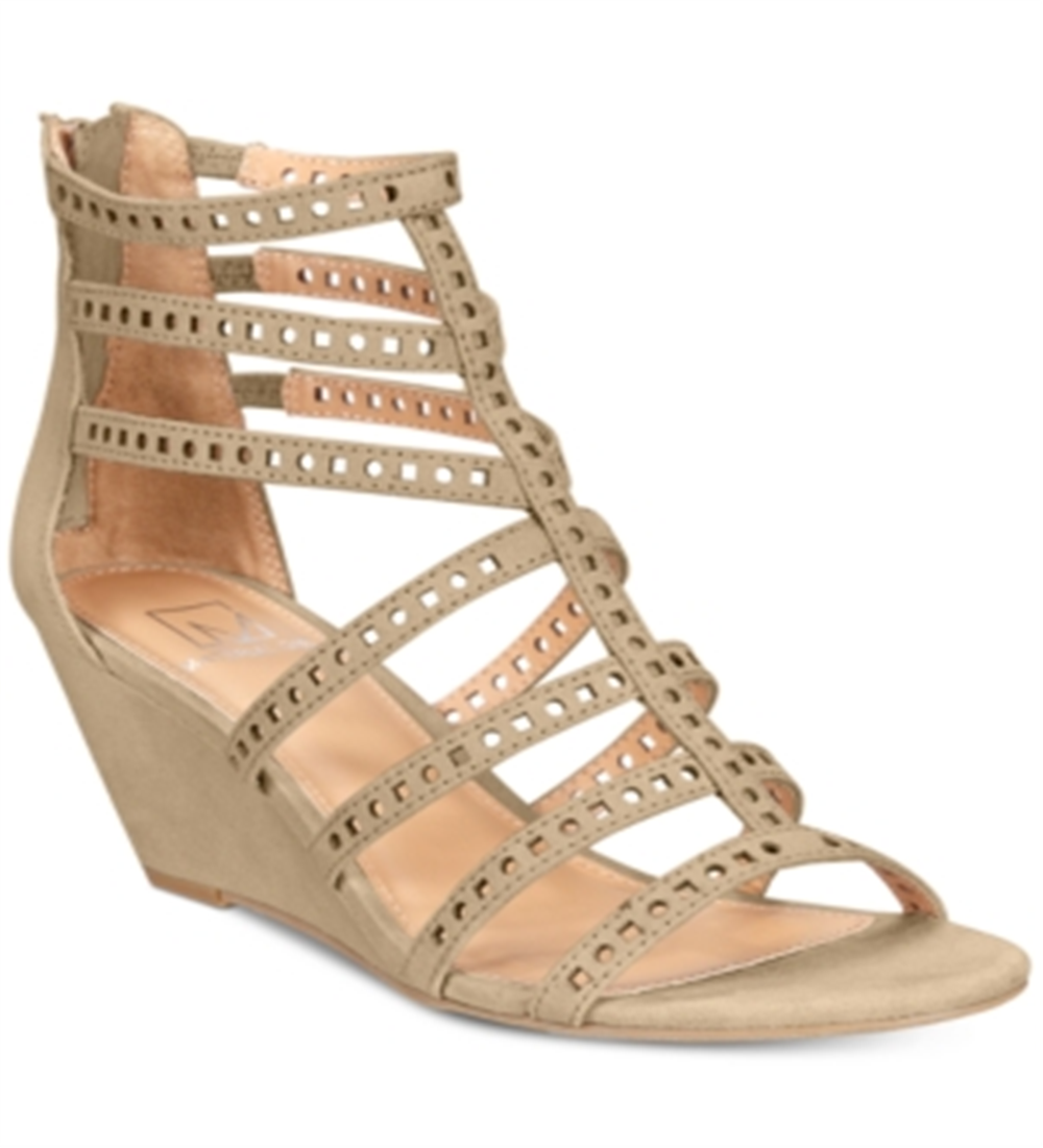 Material Girl Women's Harriette Fabric Open Toe Casual Platform Sandals Brown Size 10 M