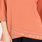 JM Collection Women's Embellished Boat Neck Top Orange Size Large