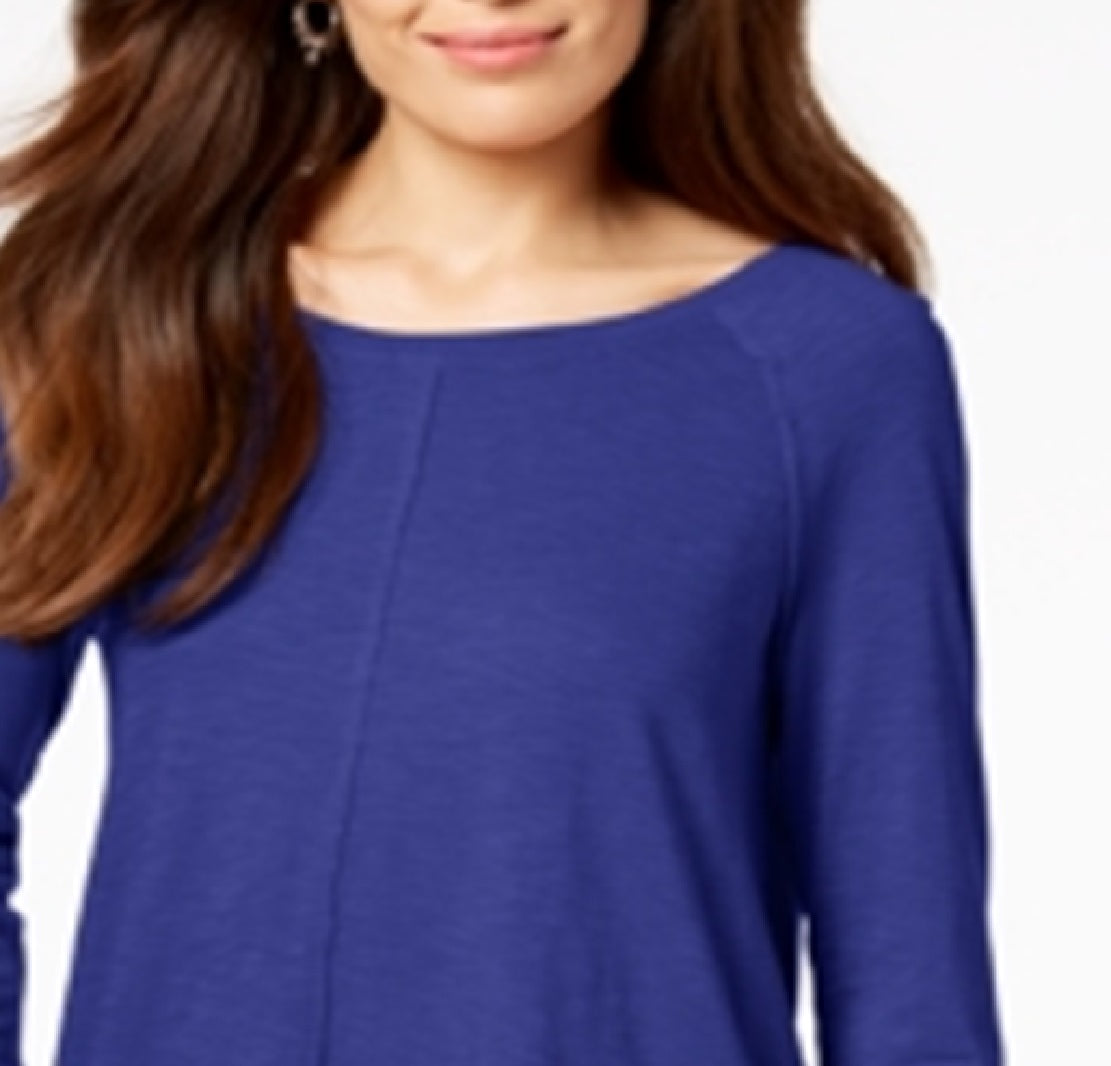 Style & Co Women's Cotton High Low Top Blue Size X-Large
