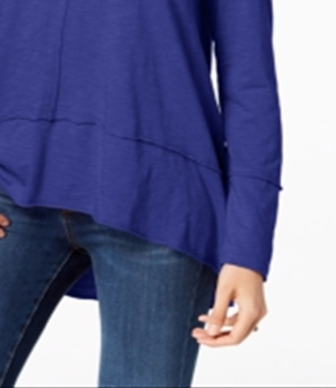 Style & Co Women's Cotton High Low Top Blue Size X-Large